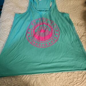 Bella Canvas Turquoise Tank Top with Pink Logo